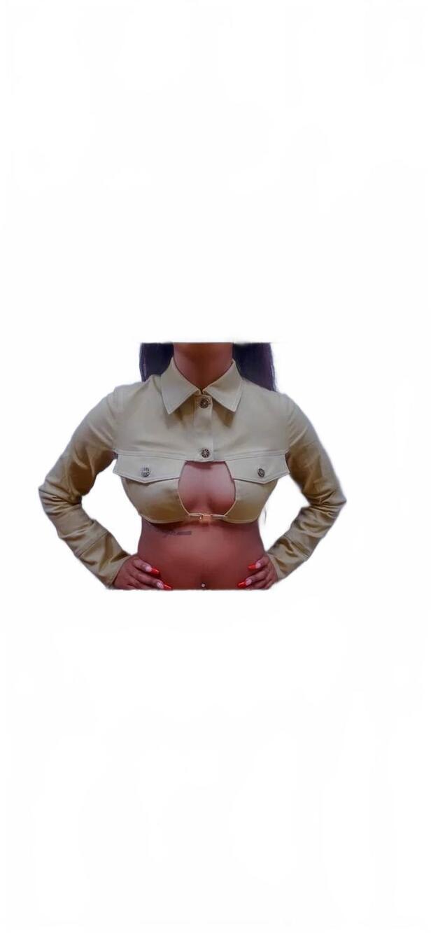 NEW REHAB carlie cutout denim top in taupe